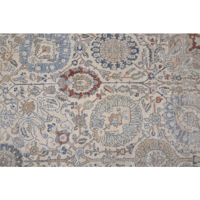 Ivory Antique Persian Tabriz Rug no. j4805 For Sale - Image 9 of 11