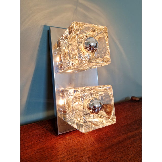 Ice Cube Double Wall Light in Chromed Metal and Glass from Peill & Putzler, 1970 For Sale - Image 11 of 18