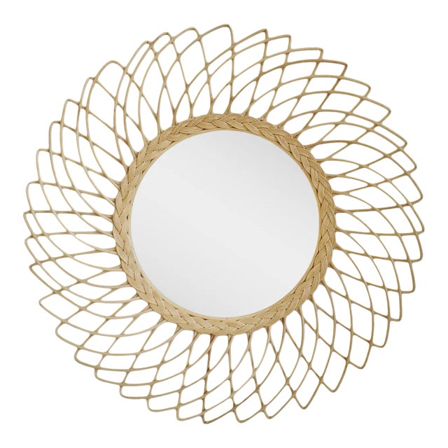 Rattan Sun Mirror For Sale