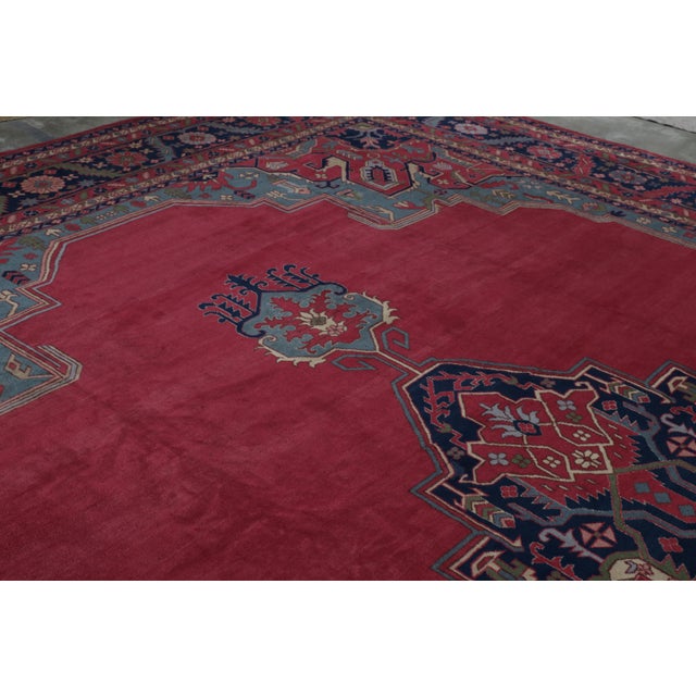 Rug & Kilim Antique Turkish Isparta Rug With Red Open Field and Medallion | Rug and Kilim For Sale - Image 4 of 10