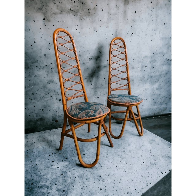 1960s High-Back Bamboo Chairs, 1960s, Set of 2 For Sale - Image 5 of 6