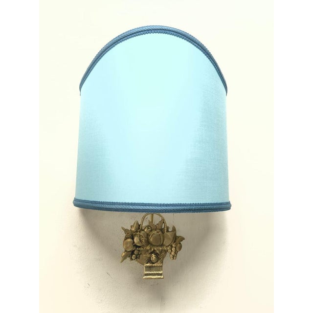 Metal Fabric Fan Sconce with Cast Fruit Decoration, 1950s For Sale - Image 7 of 7