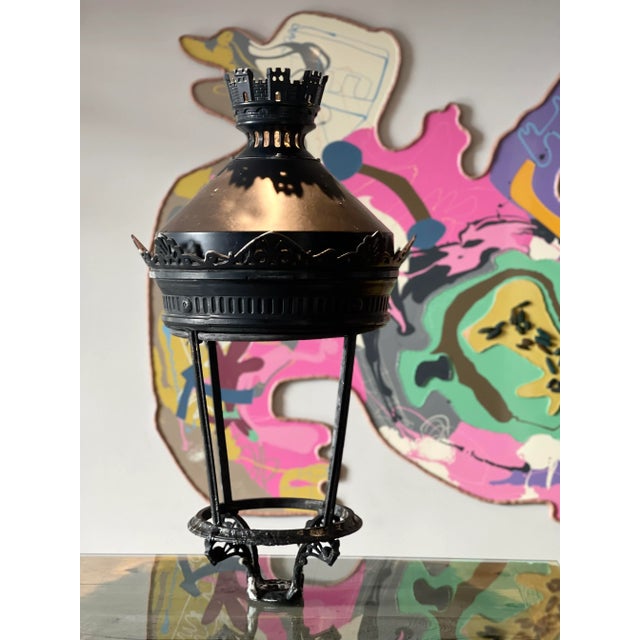 1950s Parisian Cast Iron Lantern, France For Sale - Image 5 of 8