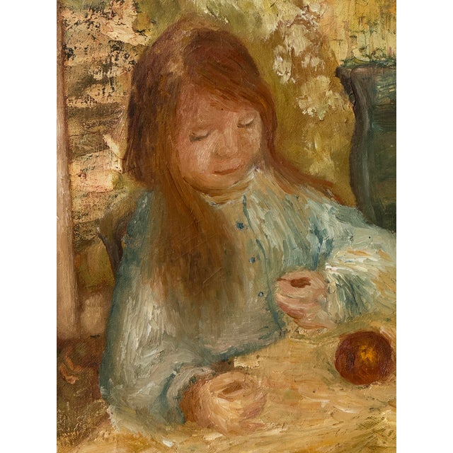 Impressionist Renoir-Esque Beautifully Framed Impressionist Oil Painting Portrait of Red-Haired Girl, Signed Marià, Catalan School For Sale - Image 3 of 5