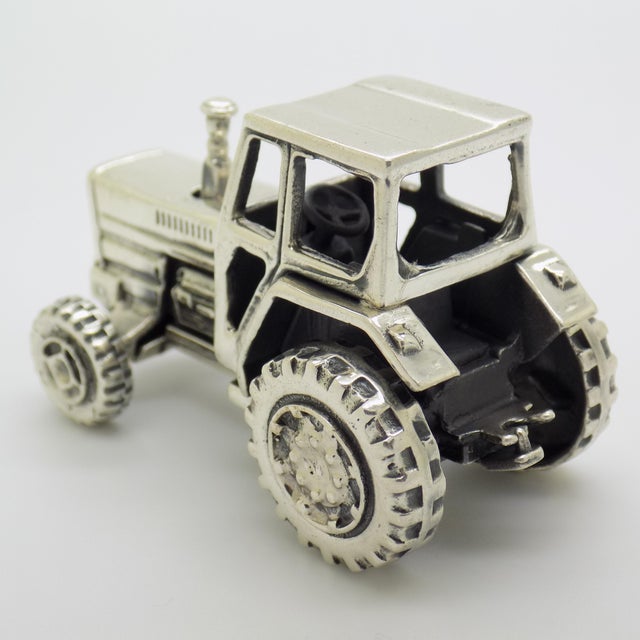 3oz Vintage Italian Handmade Sterling Silver 925 Tractor Large Detailed Figurine Solid Silver Sculpture For Sale - Image 6 of 11