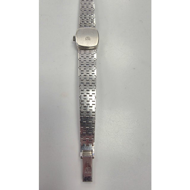 Metal Vintage Omega Geneve 18k Gold Diamonds Cocktail Ladies' Wristwatch For Sale - Image 7 of 7