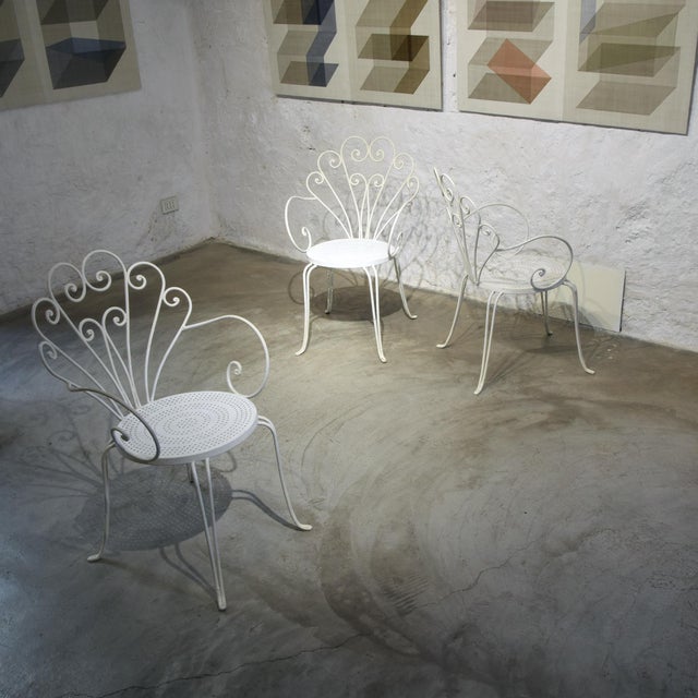 Metal Mid-Century Modern Wrought Iron Garden Chairs by Lio Carminati, 1950s, Set of 10 For Sale - Image 7 of 18