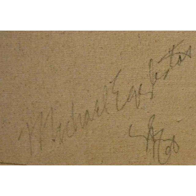 1980s "Blue Scarfed Woman" Figurative Abstract Oil Painting For Sale - Image 4 of 4