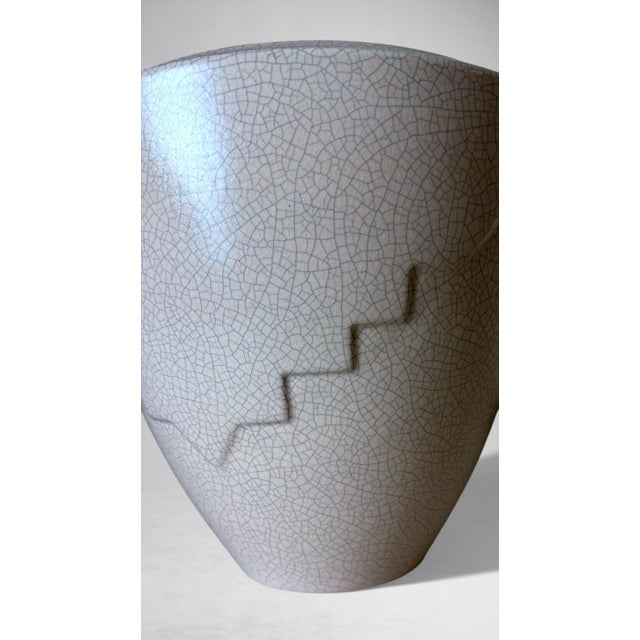 Art Deco French Craquelé White Ceramic Vase For Sale - Image 15 of 18