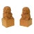 Chinese Pair Wood Carved Mini Foo Dogs Lions FengShui Figures For Sale