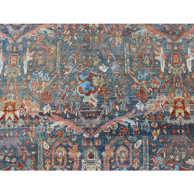 Blue All-Over Design Antique Persian Tabriz Rug With Flowing Florals For Sale - Image 8 of 11