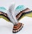 Large wall hanging ceramic bird with formed wings, as if in flight. Hand painted with fine strokes and a glossy glazed...
