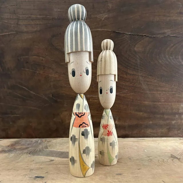 Kawaii Sosaku Kokeshi Dolls, Japan, 1980s, Set of 2 For Sale - Image 6 of 9
