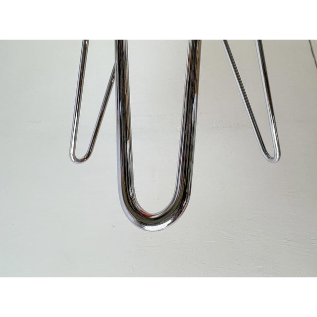 Tripod Fluffy Stool on Chromed Steel Hairpin Legs, 1950s For Sale - Image 9 of 12