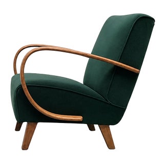 B-310 VAR Lounge Chair in Forest Green Velvet by Henryk Dutka, Poland, 1960s For Sale