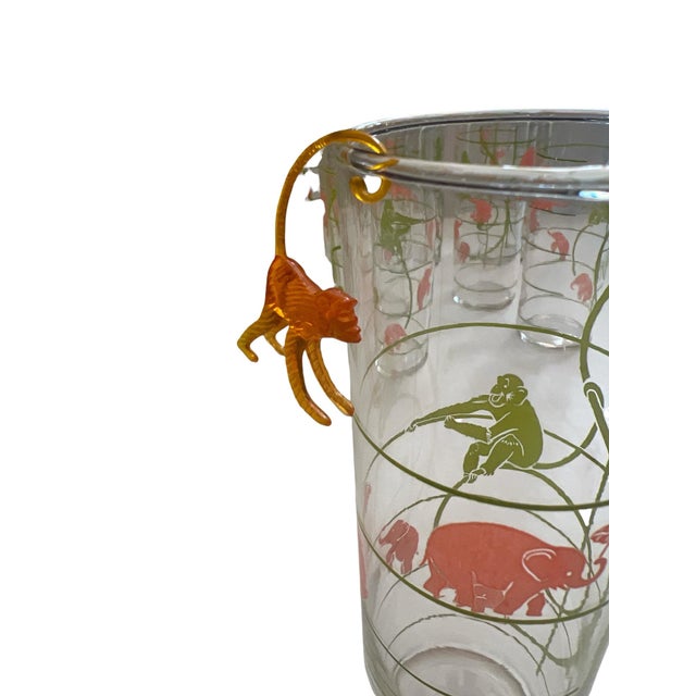 1950s Federal Glass Pink Elephant & Chartreuse Monkey Highball Cocktail Glasses - Set of 11 With Charms For Sale In Naples, FL - Image 6 of 12