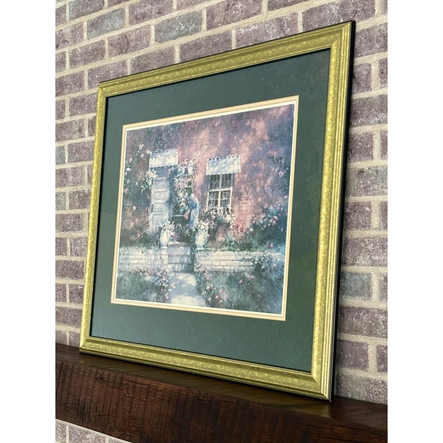 Vintage Donny Finley "Climbing Roses" Framed Print, Franklin Picture Co. Aws Signed Gold Giltwood Art For Sale - Image 4 of 5
