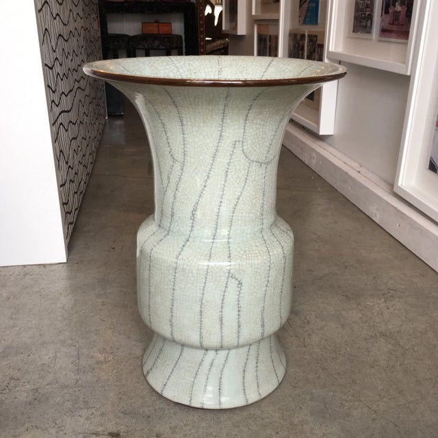 Crackle Ceramic Umbrella Stand For Sale - Image 13 of 13