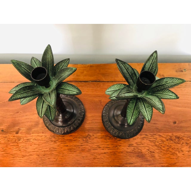 Vintage Bronze Palm Trees Candle Holders Set of 2 Chairish