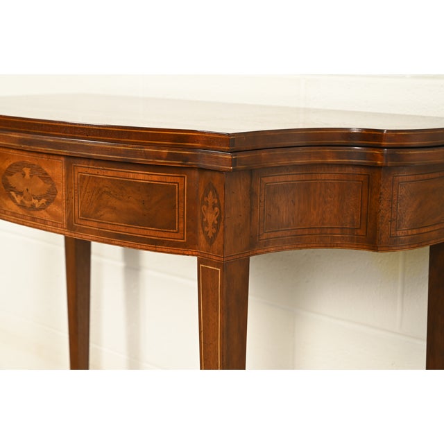 Baker Furniture Federal Inlaid Mahogany Flip-Top Console or Game Table For Sale - Image 11 of 18