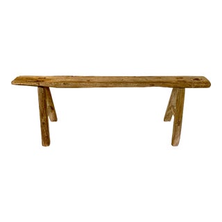Rustic Antique Chinese Long Elm Bench For Sale