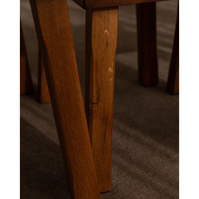 Dutch Brutalist Oak Nesting Tables in the style of Pierre Chapo, 1970s, Set of 3 For Sale - Image 17 of 18