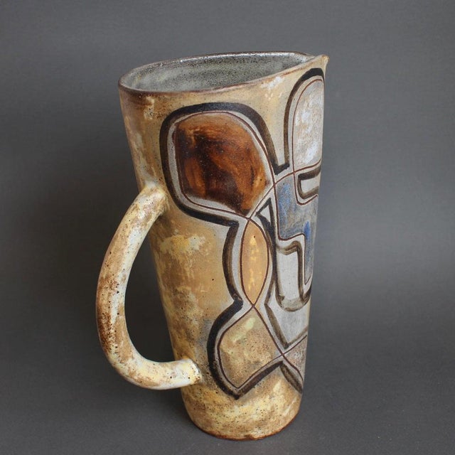 Vintage French Ceramic Pitcher with Abstract Motif by Alexandre Kostanda, 1960s For Sale - Image 3 of 18