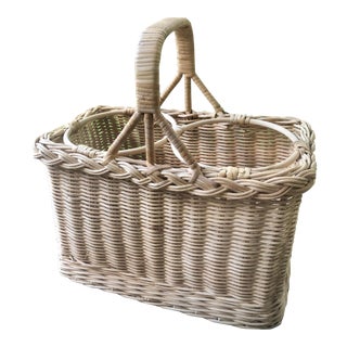 Natural Woven Wicker Bamboo Rattan Wine Carrier Basket For Sale