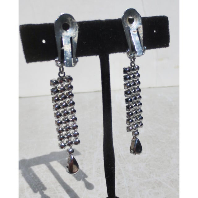 Late 20th Century Rhinestone Clip-on Earrings For Sale - Image 5 of 6