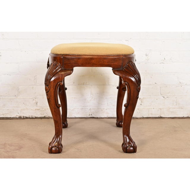 Brown Baker Furniture Historic Charleston Chippendale Carved Mahogany Stool or Ottoman For Sale - Image 8 of 11