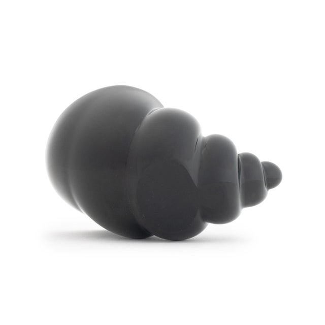 Modern Cartier Black Glass Conch Shell Bud Vase For Sale - Image 3 of 7