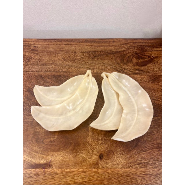 Vintage Italian Alabaster Leaf Dishes - Pair of Sculptural Catchall Bowls For Sale In Miami - Image 6 of 7