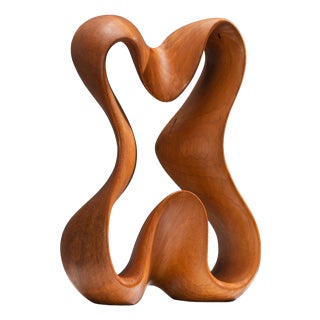 Unknown, Abstract Sculpture with Organic Flowing Curves, 1960s, Teak For Sale