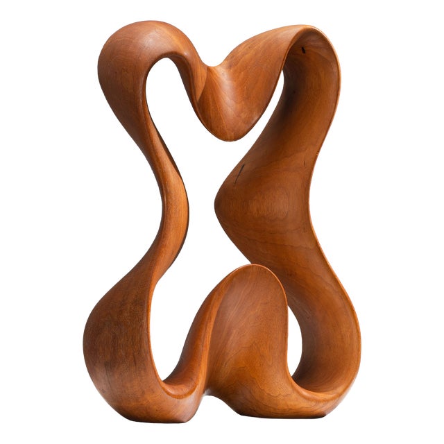 Unknown, Abstract Sculpture with Organic Flowing Curves, 1960s, Teak For Sale