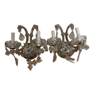 Vintage Pair of Two Arm Maria Theresa Wall Sconces With Mirrored Backs. For Sale