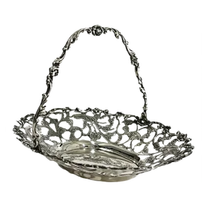 Dutch Silver Bonbon Basket with Movable Handle by G. Schoorl, 1956
