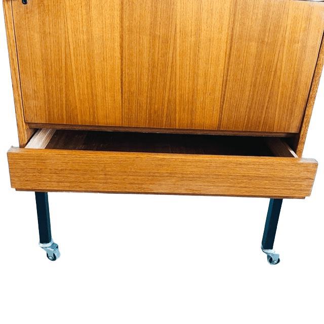 1960s Vintage Danish Mobile Bar Cabinet in Teak, 1960s For Sale - Image 5 of 12