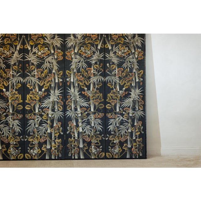 Vintage Chinese Four-Panel Screen with Bamboo and Floral Motifs For Sale In New York - Image 6 of 18