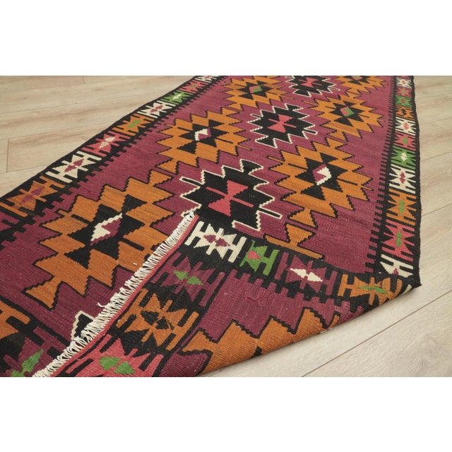 Red 1970s Tribal Red Ethnic Kilim Rug For Sale - Image 8 of 13