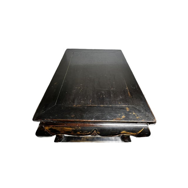 Wood Antique Chinese Black Lacquer Low Table For Sale - Image 7 of 15