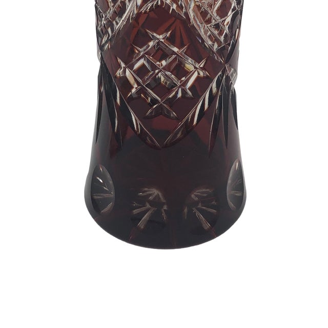 Crystal Vase Large Cut Vintage For Sale - Image 4 of 11