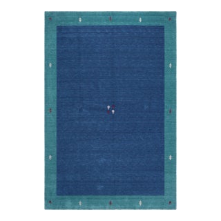 Contemporary Gabbeh Blue/Green Wool Rug - 8'2''x9'8'' For Sale