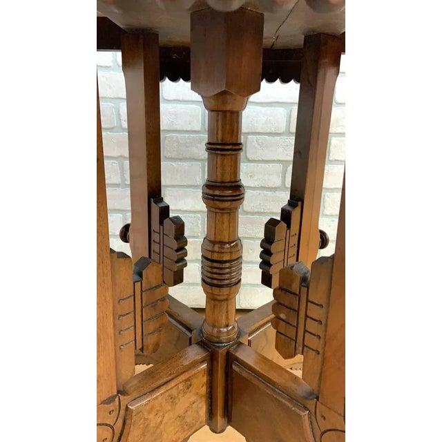 Antique Victorian Eastlake Style Carved Marble Top Parlor Accent Table For Sale - Image 10 of 12
