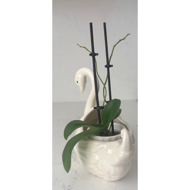 Vintage White Ceramic Swan Vase Planter For Sale - Image 14 of 14