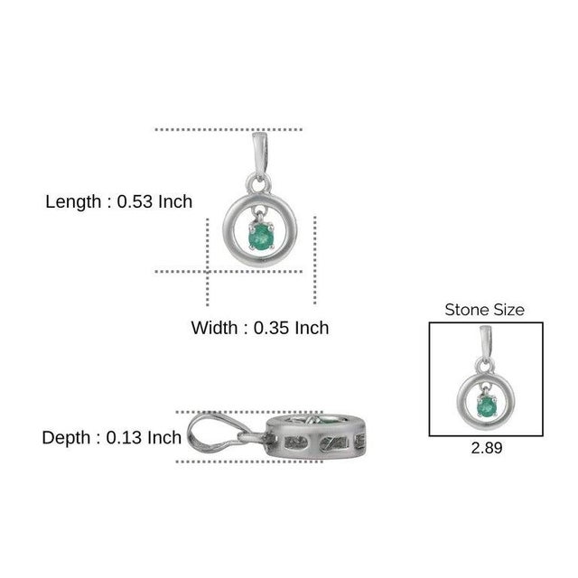 Dainty Floating Emerald Open Circle Pendant for Her in 925 Silver For Sale - Image 10 of 12