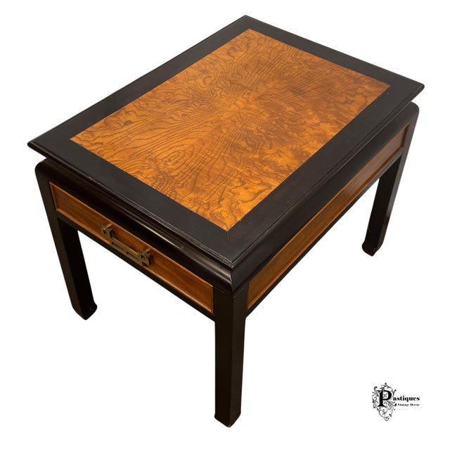 Late 20th Century Vintage Century Raymond Sobota Chin Hua Collection Chinoiserie Style Burl Wood Side Table For Sale - Image 5 of 12
