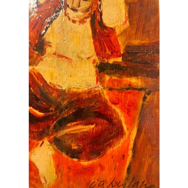Giulio da Milano, Red Odalisque, 1947, Oil Painting For Sale - Image 4 of 5