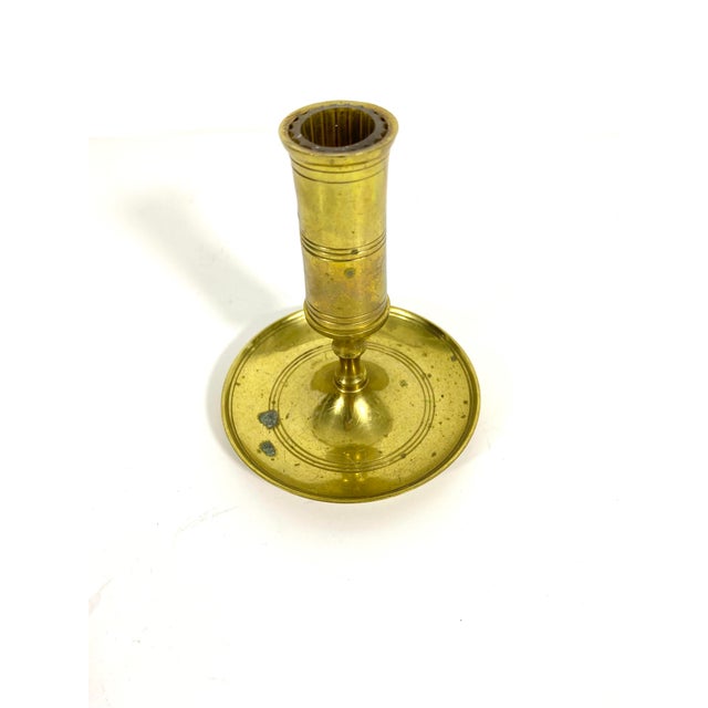 Single Vintage Brass Push Up Candleholder Adjustable With Patina For Sale - Image 4 of 8