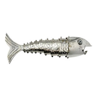 Vintage Articulated Metal Fish Bottle Opener Nautical Barware For Sale