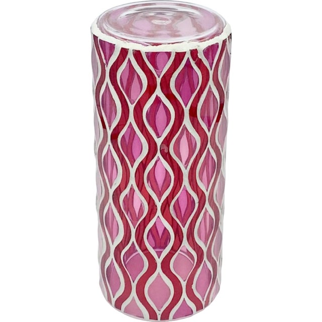 Mid-Century Modern Vintage 1960s Mod Pink Swirl Glass Vase 8.25"h For Sale - Image 3 of 9